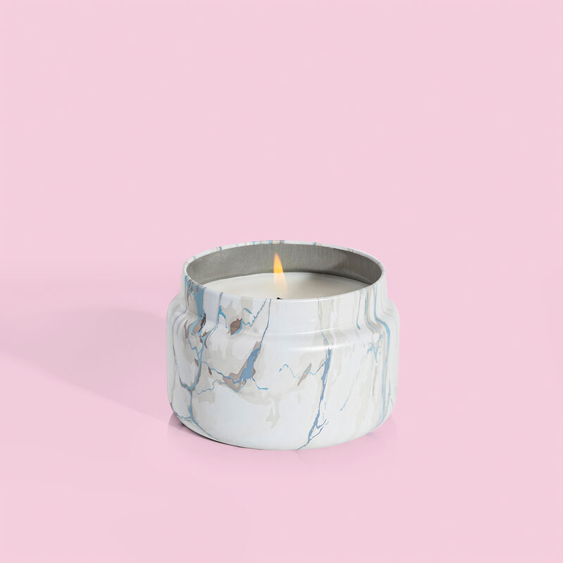 Blue Jean Modern Marble Printed Travel Tin Candle Lit image number 1